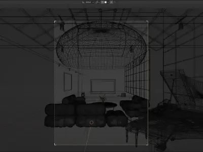 Modern livingroom with pink bubble light 3D model