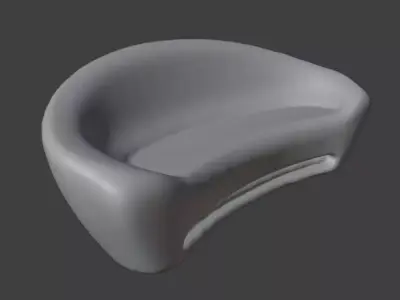 Organic Concrete Lounge Bench Low-poly 3D model