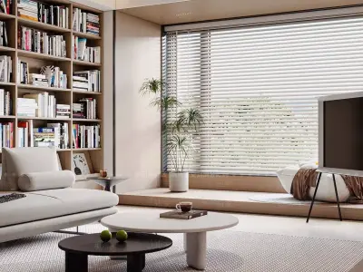 Modern living room sofa and coffee table set 3D model