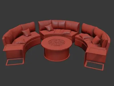 GardenSofa circular sofa and coffee table 3D model
