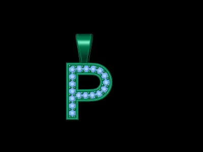 Pendant P with letter 3D print model
