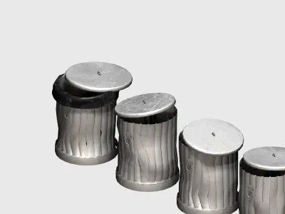 Galvanize multiple outdoor street dust garbage Low-poly 3D model