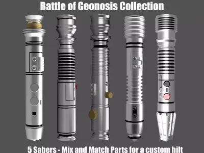 Battle of Geonosis Lightsaber Hilts 3D Printable 3D Model Pack