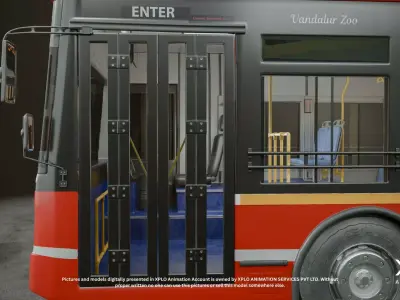 3D Bus Model  with Detailed Interiors and Advanced Rig System 3D model