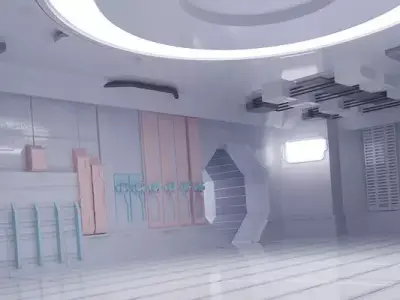 space stations passages sci fi scenarios corridors 3D model