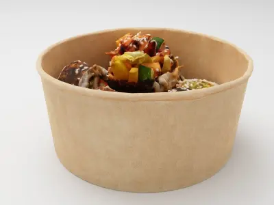 Gimbap or kimbap korean sushi rolls with chicken meat rice  3D model