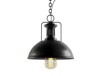 black cast industrial chandeliers 3D model