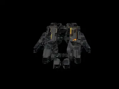 freighter space ship low poly 3D sci fi Low-poly 3D model