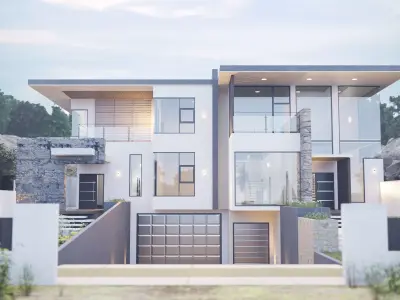 WIde View Modern House 3D model