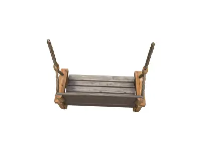 Rustic Wooden Hanging Swing 3D model