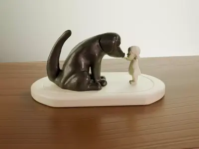 Dog and Child Figurine 3D model