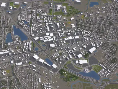 Hampton - 3D City Model Low-poly 3D model