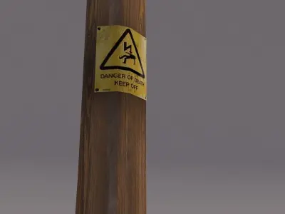 Old Wood Pole Low Poly 3D model