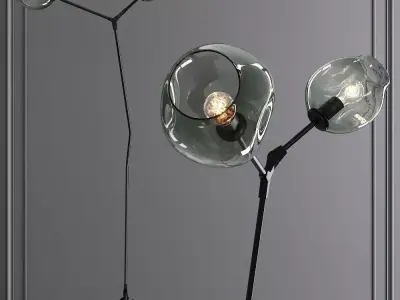 Branching Bubble Floor Light Bronze and Dark Green Glass 3D model