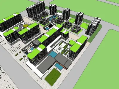 highrise building cluster sketchup model 3D model