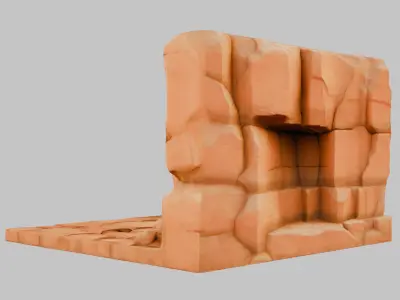 Simple Stylized Stone Corner 3D Model Low-poly 3D model