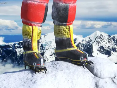  Snow Covered Mountain Climber Rigged for Cinema 4D 
