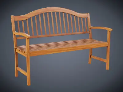 Street Bench Low-poly 3D model