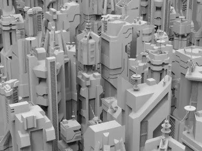 PACK SF FUTURISTIC SKYSCRAPERS  Low-poly 3D model