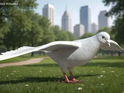  Lowpoly Dove Wings Extended White 