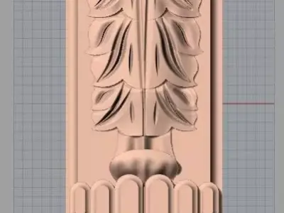 Door Post flower 3D STL Model for CNC Router Carving E961 3D model