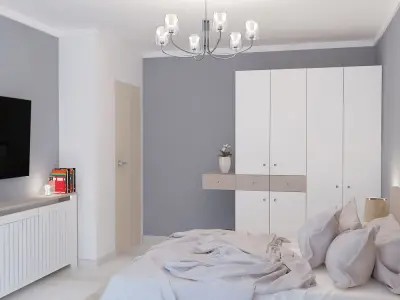 BEDROOM with walls and furniture 3D model