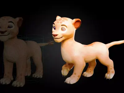 Lion Cubs Pack Part 2 - Stylized And Rigged Characters Low-poly 3D model