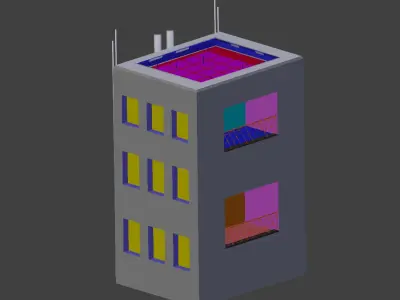 Low Poly Building  Rooftop Lounge Club Low-poly 3D model