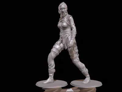 Armed Female Warrior  High Poly for 3D Print 3D print model