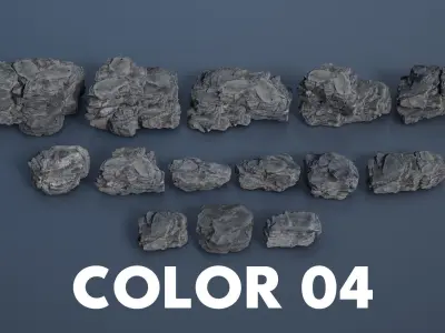 22 Multiple Color Rock Modulars - 240716 Low-poly 3D model