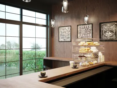 Black and White Cafe 2017 3D Scene 3D model