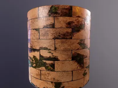 Brick Mossy Wall Stylized Texture