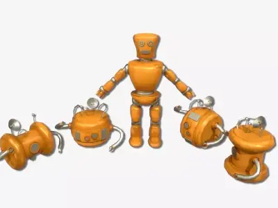 Cartoon Robot - Robotic - Robots set  3D model