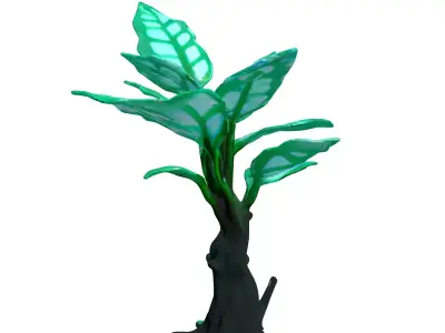Stylized Glowing Fantasy Plant 3D Model Low-poly 3D model