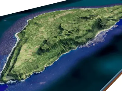 Eua island 3D model terrain Low-poly 3D model