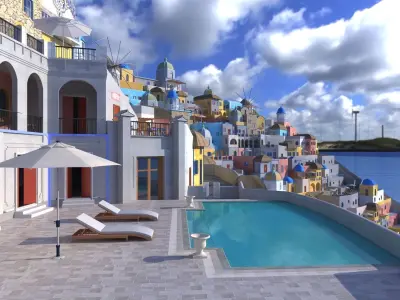 Aegean Sea Town 3D model