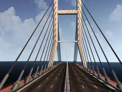 Double Suspended Road Bridge 3D model