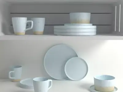 Tableware Collection ceramic dinnerware set - light 3D model