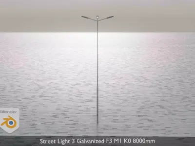Street Light 3 Galvanized F3 M1 K0 8000mm Low-poly 3D model