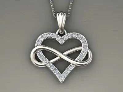 heart pendant infinity diamond 3D print model