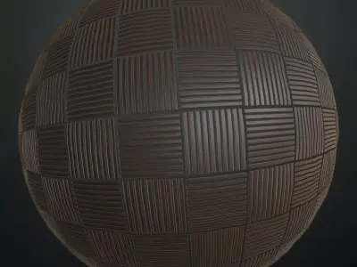 Dark Wood Basketweave Parquet PBR Seamless Texture