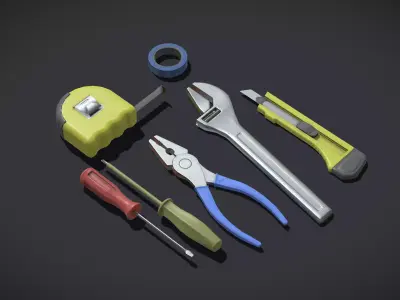 Tools pack Low-poly 3D model by InfiniteSolution3D