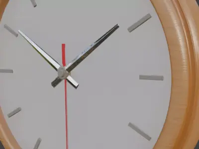 Wooden Wall Clock Clean 3D Model 3D model