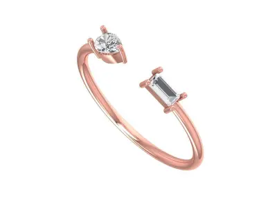 Women Open End Light Weight Band Ring 3D print model 4