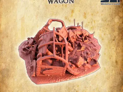 Pillaged Merchant Wagon Tabletop Terrain 28 mm 3D print model