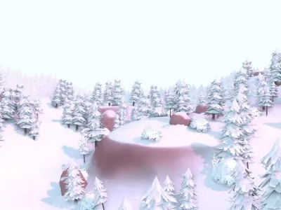 Winter Forest - Hand Painted Low-poly 3D model