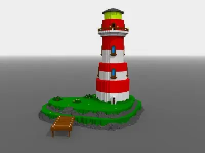 Voxel Lighthouse Low-poly 3D model