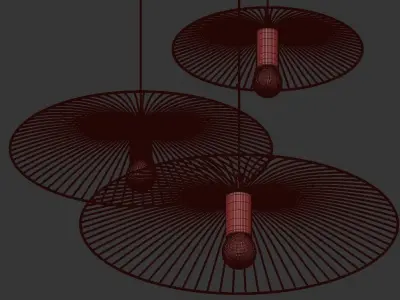 Drievoudige hanglamp van zwarte 3D model