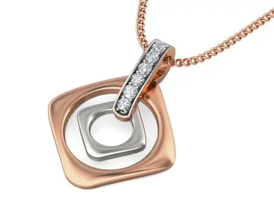 5 Square Light wt Diamond Charms Pendant 3dm stl render Detail  3D Model Pack