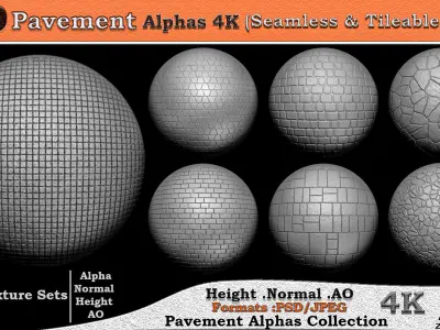 100 Pavement Alphas Collection Seamless  Tileable VOL 05 Texture